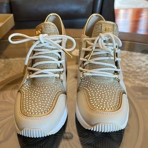 MICHAEL Michael Kors Gold and Cream Sneakers